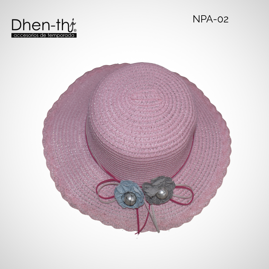 Sombrero de papel arroz para niña: Flores ondulado