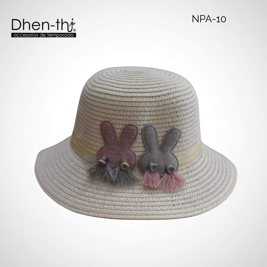 Sombrero de papel arroz para niña: Conejitos